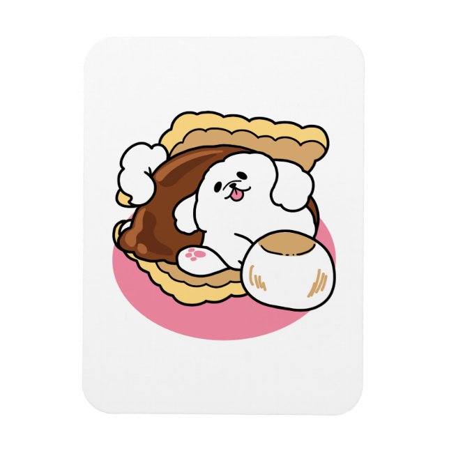 Fluffier Than a S'more - Cute Hund and Dessert Pun Magnet (Vertikal)