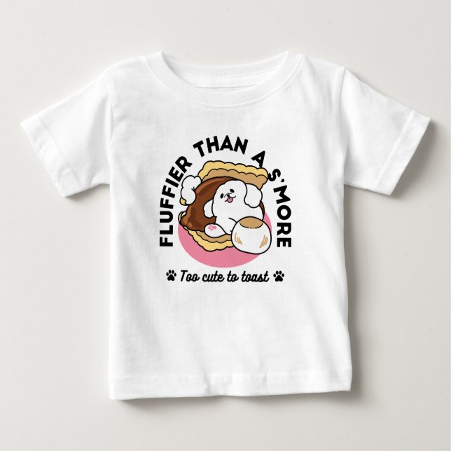 Fluffier Than a S'more - Cute Hund and Dessert Pun T Shirt (Framsida)