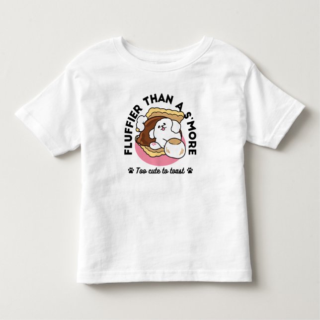 Fluffier Than a S'more - Cute Hund and Dessert Pun T Shirt (Framsida)