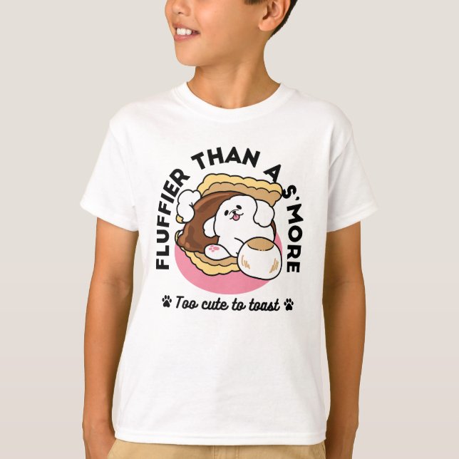 Fluffier Than a S'more - Cute Hund and Dessert Pun T Shirt (Framsida)