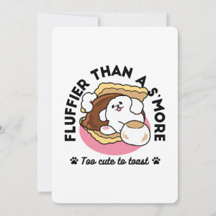 Fluffier Than a S'more - Cute Hund and Dessert Pun Tack Kort