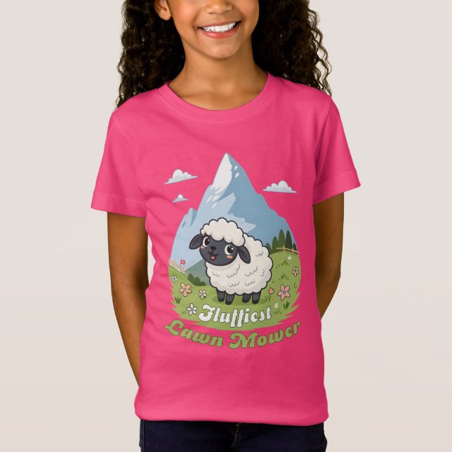 Fluffiest Lawn Mower – Adorable Blacknose Sheep T Shirt (Framsida)
