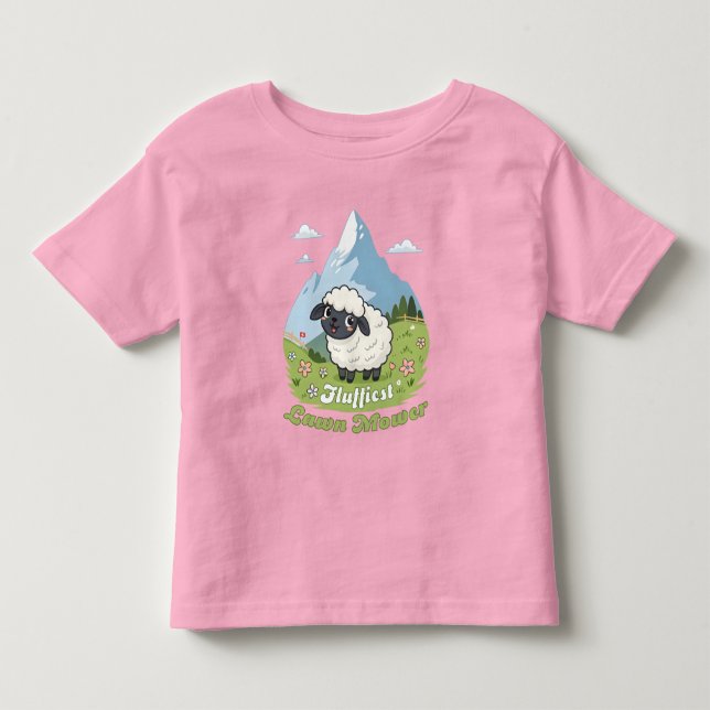 Fluffiest Lawn Mower – Adorable Blacknose Sheep T Shirt (Framsida)