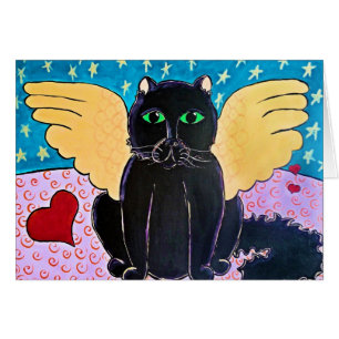 Fluffig ängelkatt hälsningskort