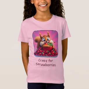 Fluffig ekorre “Tokig i jordgubbar”, rolig T Shirt