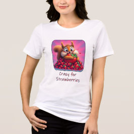 Fluffig ekorre “Tokig i jordgubbar”, rolig T Shirt