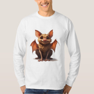 Fluffig fladdermuskaraktär med stora ögon och ving t shirt