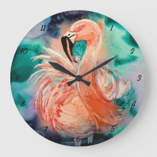 Fluffig Flamingo Stor Klocka