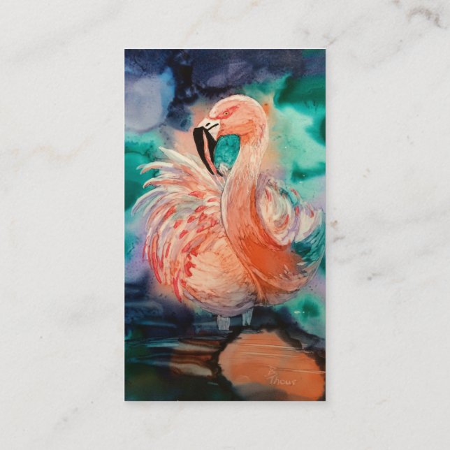 Fluffig Flamingo Visitkort (Baksida)