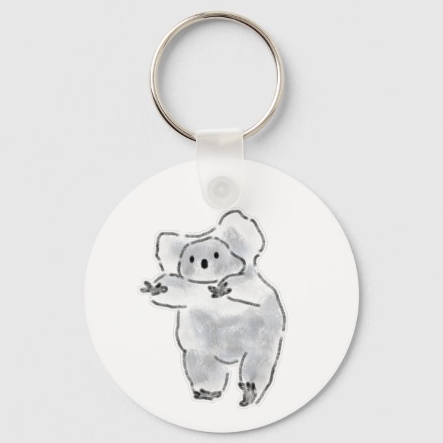Fluffig grå koala som sträcker ut armarna nyckelring (Framsida)