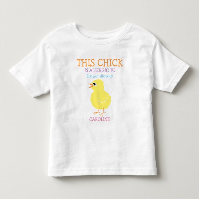 Fluffig gul vaken chickpersonligallergi t shirt (Framsida)