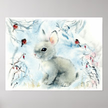 Fluffig kanin i snön