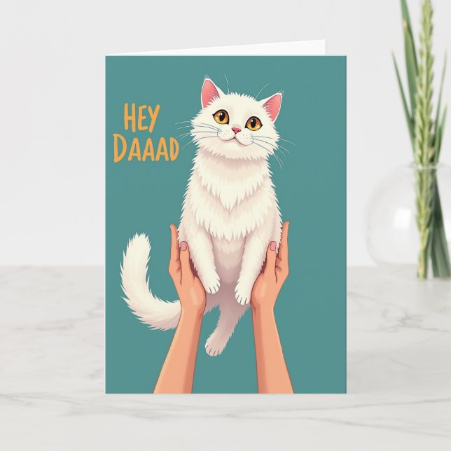 Fluffig Katt Pappas Dags Kort (Framsida)