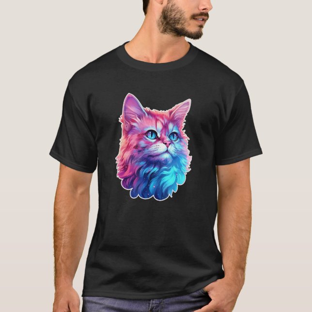 Fluffig kattunge kattälskare, kattmamma, kattpappa t shirt (Framsida)