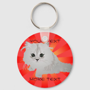 Fluffig kattunge Keychain Nyckelring