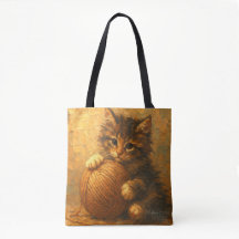 Fluffig kattunge med garnboll – Impressionist