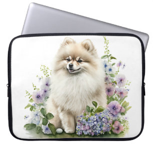 FLUFFIG LITEN POMERANIAN VALP HUND & VILDÄRTER LAPTOP FODRAL