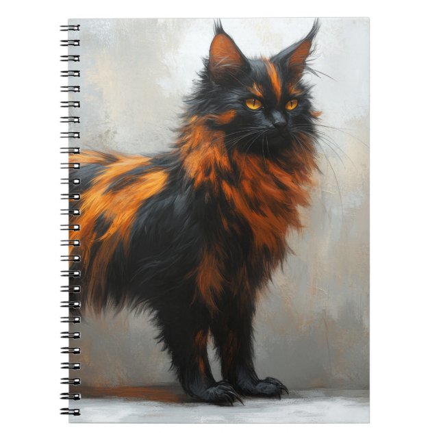 Fluffig Maine Coon katt  Anteckningsbok (Framsidan)