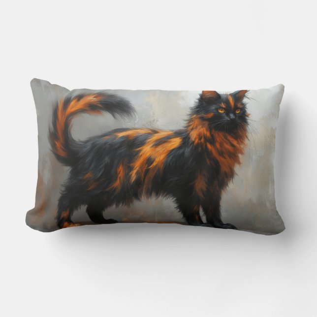 Fluffig Maine Coon katt  Lumbarkudde (Framsida)