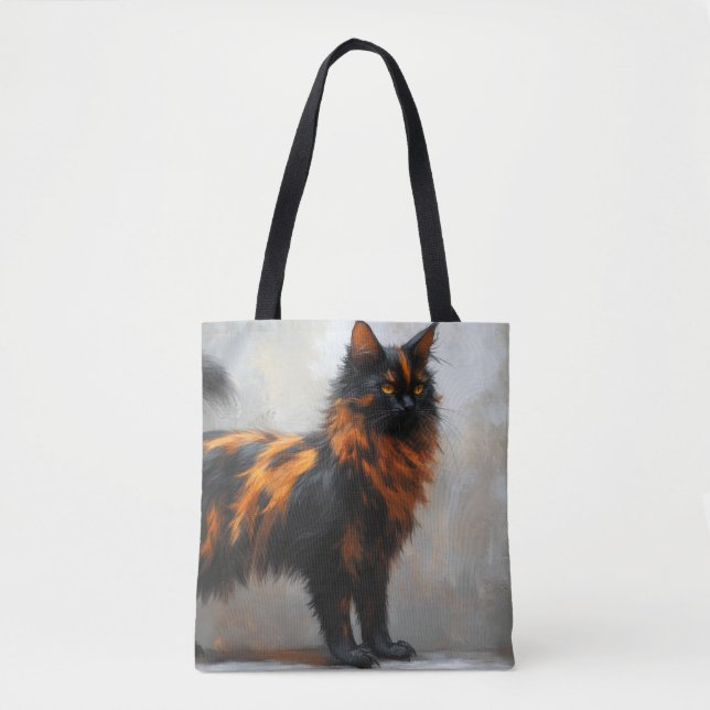 Fluffig Maine Coon katt  Tygkasse (Framsida)