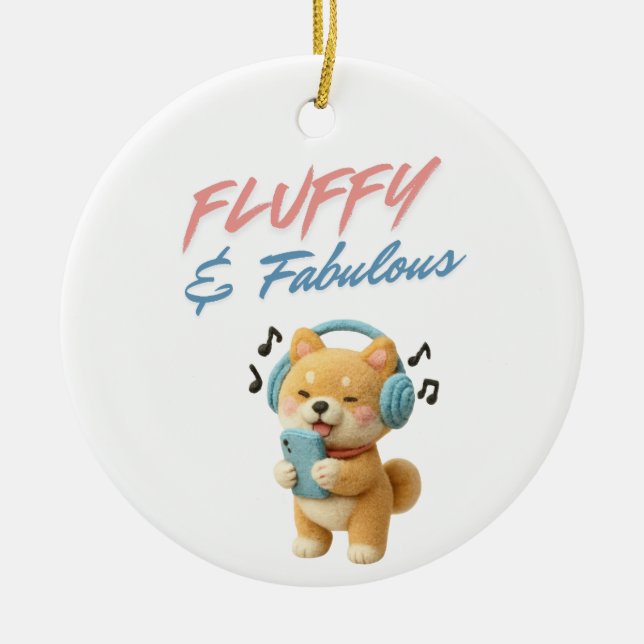 Fluffig och fantastisk  julgransprydnad keramik (Framsidan)
