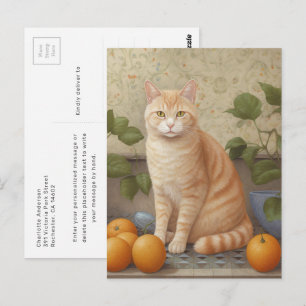 Fluffig Orange Katt I Kökets Julkort Vykort