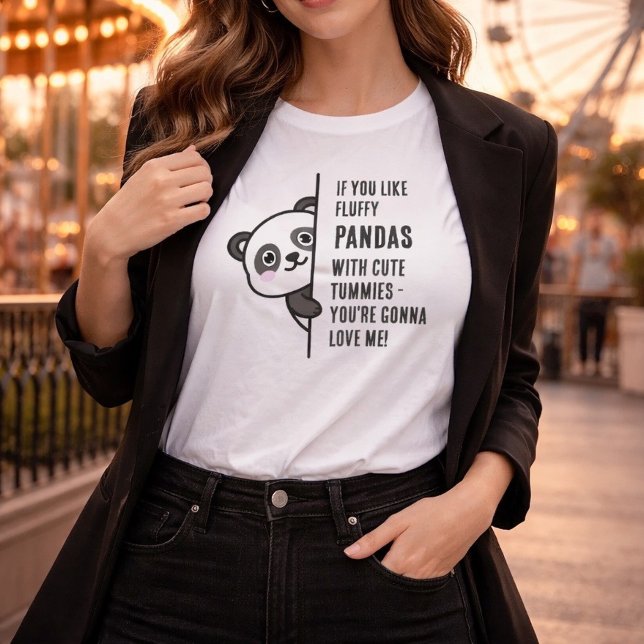 Fluffig Panda / Älska Mig T-Shirt (Skapare uppladdad)