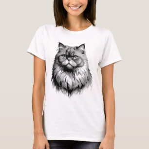 Fluffig persisk katt skiss damt-shirt t shirt