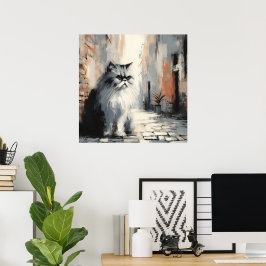 Fluffig persisk kattkonstaffisch poster