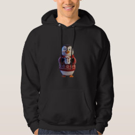 Fluffig pingvin med het choklad och snöflingormöns hoodie