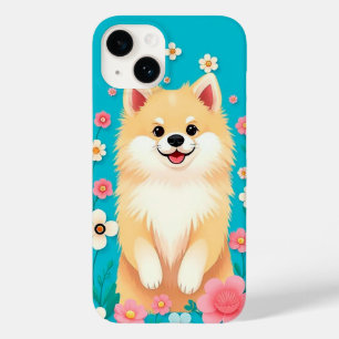 Fluffig Pomeranian Blommig Charm 🌸🐾 Söt Tecknad