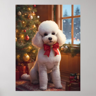 Fluffig Poodle Julplakat Poster
