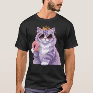 Fluffig Prinsessa Katt Donut Solglasögon Roligt Sö T Shirt