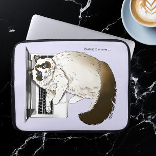 Fluffig Ragdoll Katt Lavendel Bärbar Dator Rolig Laptop Fodral