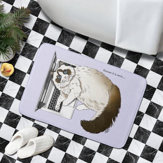 Fluffig Ragdoll Katt Lavendel Bärbar Rolig Badrumsmatta (Skapare uppladdad)