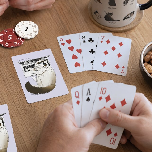 Fluffig Ragdoll Katt Lavendel Bärbar Rolig Casinokort (Skapare uppladdad)