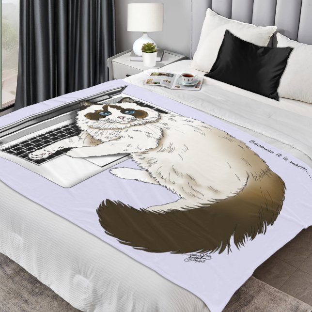 Fluffig Ragdoll Katt Lavendel Bärbar Rolig  Fleecefilt (Skapare uppladdad)