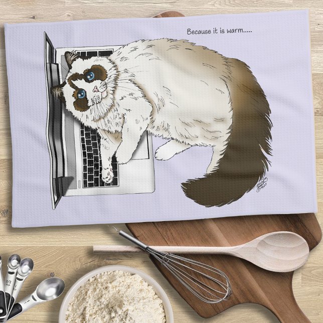 Fluffig Ragdoll Katt Lavendel Bärbar Rolig Kökshandduk (Skapare uppladdad)