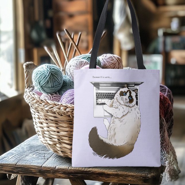 Fluffig Ragdoll Katt Lavendel Bärbar Rolig Tygkasse (Skapare uppladdad)