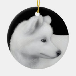Fluffig Samoyedhundprydnad Julgransprydnad Keramik