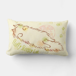 Fluffig sömnig katt lumbarkudde