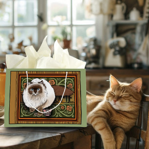 Fluffig Välkommen Siames Katt Mus Vintage
