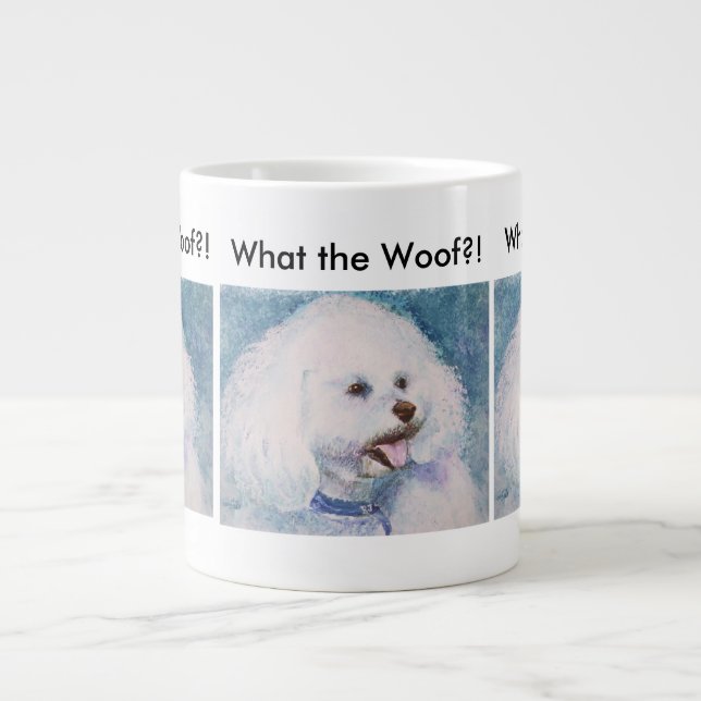FLUFFIG VIT BICHON FRISE JUMBO MUGG (Framsidan)