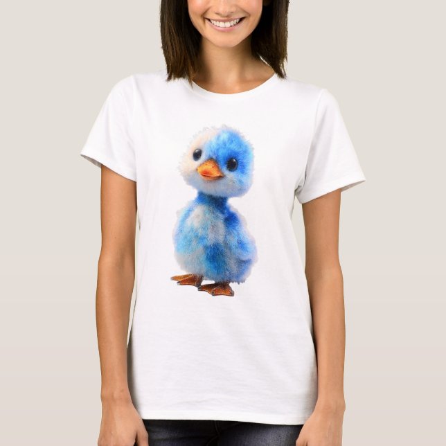 Fluffiga blå marmorerade ankung-kvinnor t shirt (Framsida)
