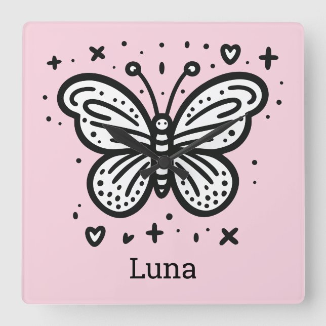 Fluffiga Buffalo Baby - Kawaii Gårdsdjur Fyrkantig Klocka (Framsida)