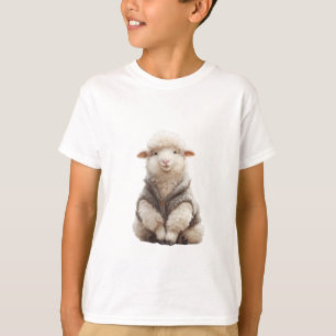 Fluffiga får i ullig cardigan barn t shirt