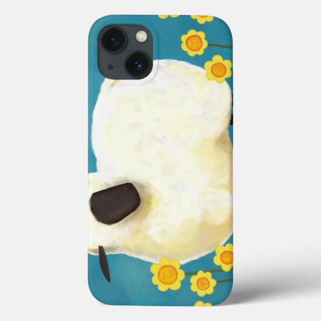 Fluffiga får och gula blommor (Baksida)