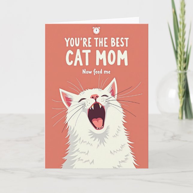 Fluffiga Kattmamma Skrikkort Kort (Framsida)