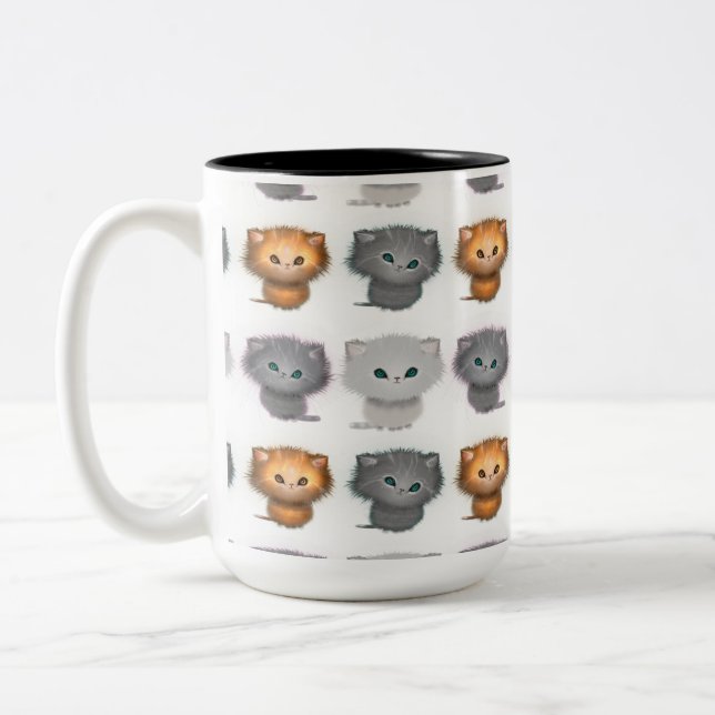 Fluffiga Kattungar Mönster Två-Tonad Mugg (Vänster)