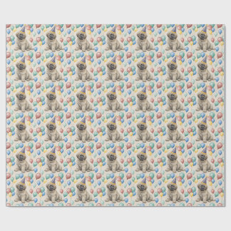 Fluffiga mastiff-valp Födelsedagsfest Ballonger Presentpapper